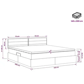 vidaXL LED-Speicherbett 140 x 200 cm Dunkelgrau