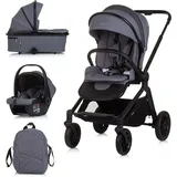 Chipolino Kombikinderwagen Magnum 3 in 1 Babywanne Sportsitz i-Size Babyschale grau - Grau
