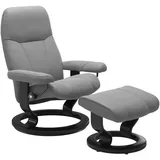 Stressless Sessel mit Hocker Consul Classic Leder Grau Batick Wild Dove S (Small)
