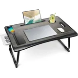 Amaredom Laptoptisch, Laptoptisch für Couch, Klappbarer Lapdesk mit Schublade und Tassenhalter für das Frühstück auf dem Bett/Liege/Sofa (60 x 40 cm, Schwarz)