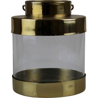 AM Design Kerzenleuchter »Laterne«, (1 St.), Stumpenkerzenhalter aus Glas und Metall, goldfarben
