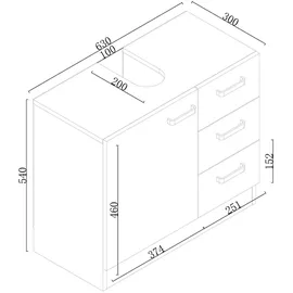 stabilo-sanitär Stabilo Sanitär - Waschbeckenunterschrank `Knut` polarweiß matt 3 Schubladen 63x30x54cm
