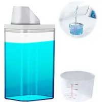 1100ml Luftdichter Waschmittel Spender, Waschmittel Aufbewahrung Spender mit Messbecher Waschpulver Spender mit Portionierer Waschpulver Behälter Waschmittelbehälter für Flüssigwaschmittel