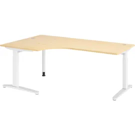 bümö Eckschreibtisch Ahorn Weiß/Alu