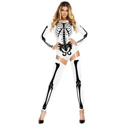 Forplay Kostüm Skelett Body weiß mit Stulpen, Todschicker Look, perfekt für heiße Halloween Partys! weiß S-M