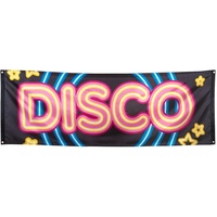 Boland 00753 - Banner Disco, Größe 74 x 220 cm, Polyester, Disco Fever, 70er Jahre, Wanddekoration, Hängedekoration, Fahne, Partydekoration, Geburtstag, Mottoparty, Karneval