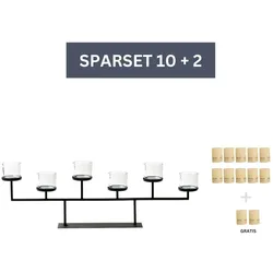 Sparset Eisenleuchter Tizio inkl. 2 Sets Kerzen-Sand