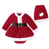 Sunfashion Weihnachtsfrau Kleid Mädchen Kinder Santa Weihnachtsmann Kostüm Set Baby Weihnachten Mit Hut Cosplay Party - 3-6 Monate