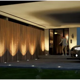 SSC-LUXon 4er Set JUAVI Bodeneinbauleuchte aussen IP67 - Bodenstrahler schwarz rund 230V befahrbar für GU10 (separat erhältlich)