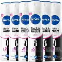 NIVEA Deodorant Black & White Invisible Clear Spray 6 x 150 ml