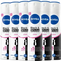 NIVEA Deodorant Black & White Invisible Clear Spray 6 x 150 ml