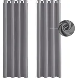 Gardinen Blickdichte 250 x 160 cm Thermo Vorhang Kälteschutz Blackout Wärmeisolierend Thermovorhang 2Er Set für Schiene Blackout Curtains, Hellgrau