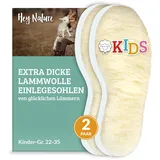 Hey Nature 2 Paar Lammwolle Einlegesohlen Kinder Winter/warme Schuheinlagen Winter Kinder. Mit Einlegesohlen Winter warm gestalten. Für Winter Gummistiefel Kinder, Wolle statt Lammfellsohle Kinder - 26/27
