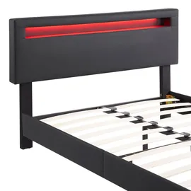 CARO-Möbel Polsterbett CARIBO 120x200 cm, Bett mit Kunstleder in schwarz Textil, Mode, - 120x200