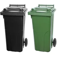 Proregal 2-Rad-Mülltonne MGB HDPE-Kunststoff 120 Liter Grau/Schwarz & Grün