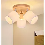 ZMH Deckenstrahler 3 Flammig Rund Holz LED Deckenlampe Strahler E14 Spotleuchte 350° für Küche Wohnzimmer Schlamfzimmer Flur (Ohne Leuchtmittel)