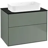 Villeroy & Boch Finion Waschtischunterschrank F63200GM 80x60,3x50,1mm, Glass Black Matt, Olive Matt Lacquer