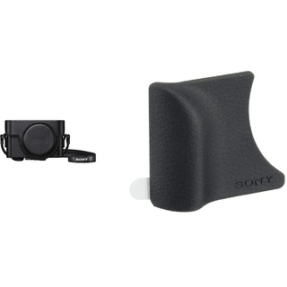 Sony LCJ-RXK Schutzhülle für Kameras der RX100-Serie (Lederoptik, Staub- und Kratzschutz) schwarz & AG-R2 Griffbefestigung (geeignet für RX100, RX100II, RX100III, RX100IV, RX100V) schwarz
