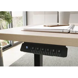 Germania Lissabon höhenverstellbarer Schreibtisch lindberg-eiche rechteckig, T-Fuß-Gestell schwarz 180,0 x 80,0 cm