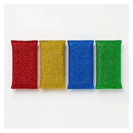 Humbert & Brandt GmbH Lurex Schwämme Set 4 Stück, Metallic Glitzerschwamm Farbig sortiert, Topfreiniger