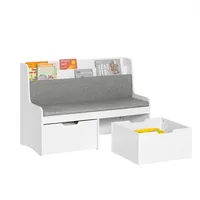 SoBuy Kinder Sitzbank mit Bücherregal 100 x 70 x 45 cm Holzwerkstoff weiß