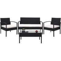 MCW Poly-Rattan Garnitur F56 4-tlg. Schwarz