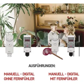 EMOS P5684 Anlegethermostat mit Fernfühler einstellbarer Schaltempfindlichkeit digitalem Display 5 bis 90 °C 45 x 45 x 130 mm