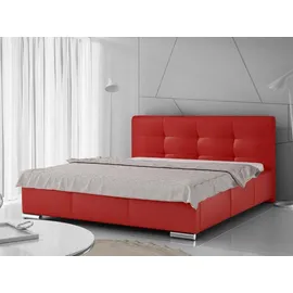Mirjan24 Polsterbett mit Bettkasten Lazio, Stilvoll Doppelbett, Lattenrost ist im Bettkasten integriert, Gasdruckfeder (Farbe: Soft 010, Größe: 1... - Rot
