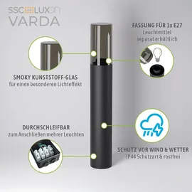 SSC-LUXon 4 Stück VARDA Standleuchte Außen schwarz E27 Fassung - Außenstehleuchte Höhe 50 cm Gehwegleuchte Design Pollerlampe