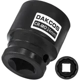 DAKCOS SW 24mm Vielzahn Nuss Schlagschrauber Nuss Kraft Stecknuss | 12 Kant | 12,5 mm (1/2") | CR-MO