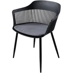 riess-ambiente Stuhl AIRE - schwarz Kunststoff Stahlgestell Indoor Outdoor inkl. Kissen