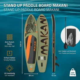 ECD Germany SUP Board Stand Up Paddle Board 320 x 80 x 15 cm olive