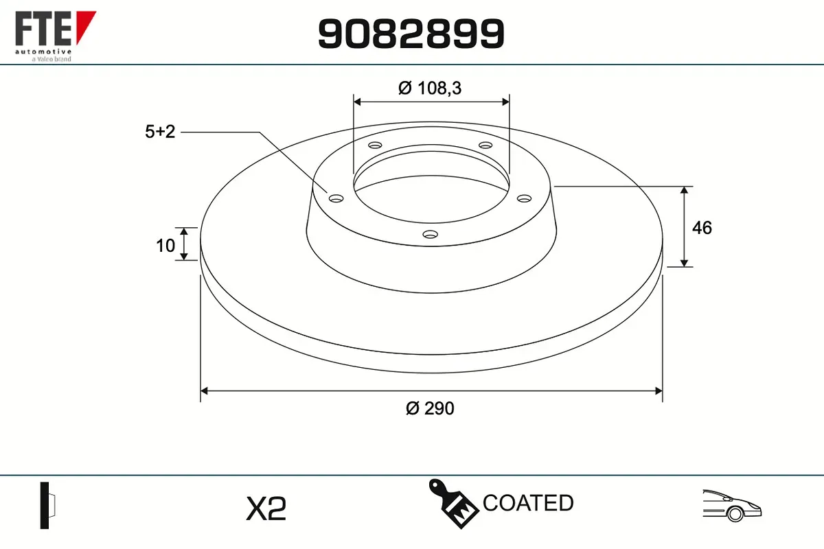 FTE Bremsscheibe 9082899 Vorderachse voll 290mm 10mm für Suzuki