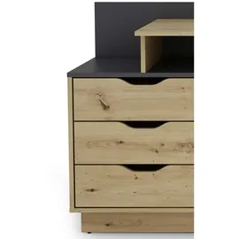 byLIVING Schreibtisch BELFAST Eiche Artisan Anthrazit, B/H/T: ca. 138x83,5x51,5 cm