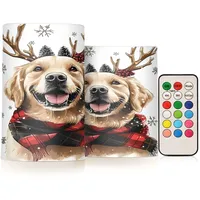 Mnsruu Golden Retriever Stumpenkerzen mit Fernbedienung, batteriebetrieben, LED-Kerze, Farbwechsel