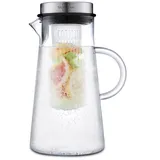SILBERTHAL Glaskaraffe mit Deckel - 2 Liter - Wasserkaraffe mit Fruchteinsatz - Spülmaschinenfest, Transparent