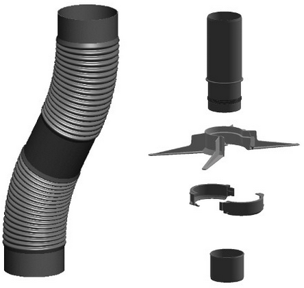 ATEC | Abgasrohr flexibel + Montageset | DN60 | 15 Meter