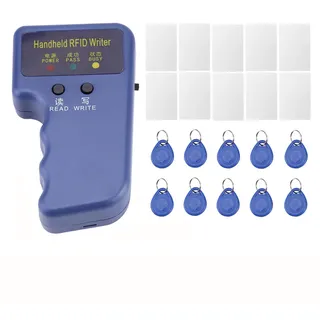 Tormete 125 kHz RFID-Lesegerät: Handheld-ID/HID-RFID-Brenner mit 10 Stück 125 kHz ID-Karten und 10 Stück 125 kHz Ausweis-Schlüsselanhänger