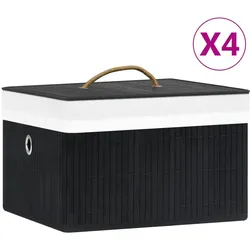 vidaXL Bambus Aufbewahrungsboxen 4 Stk. Schwarz