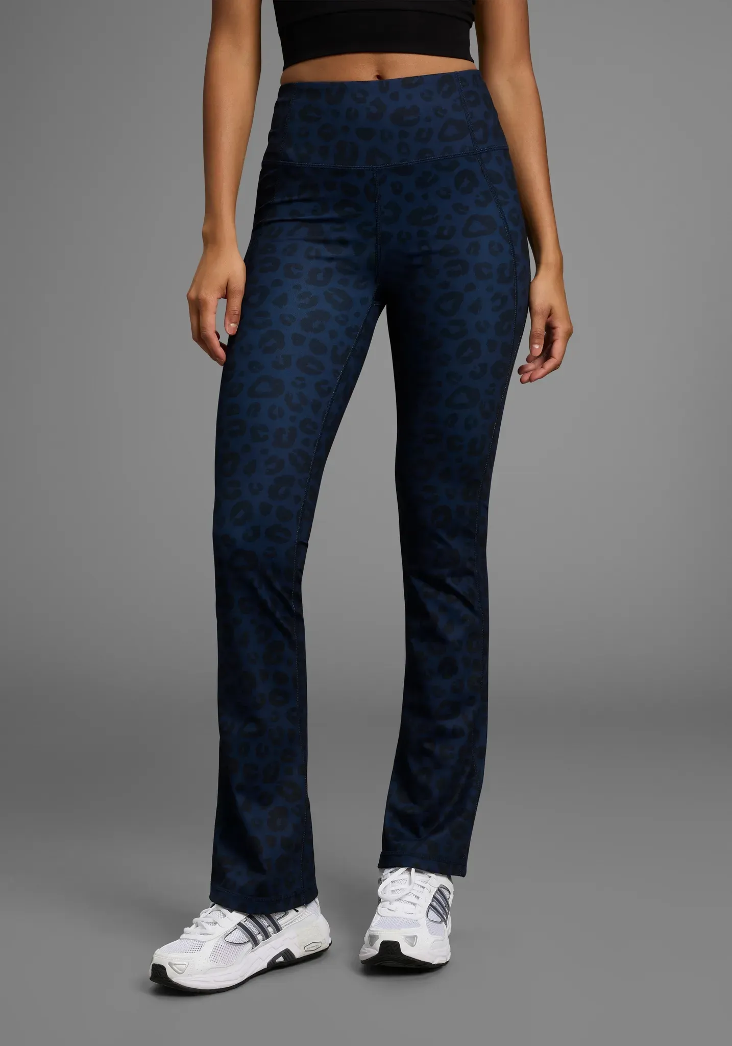 Leggings FAYN SPORTS, Damen, Gr. 96, K + L Gr, navy, schwarz, Obermaterial: 80% Polyester, 20% Elasthan, bedruckt, bootcut fit, Hosen Leggings, Reflektor Logo-Print