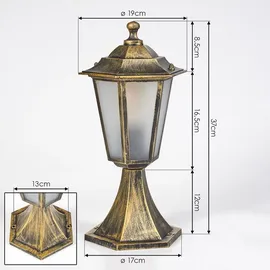 hofstein Sockelleuchte Metall/Glas 1 x E27 IP44 spritzwassergeschützt braun/gold