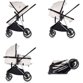 Chipolino Kinderwagen Aura 2 in 1 umbaubar Wickeltasche Sitz umkehrbar bis 22 kg creme - Beige