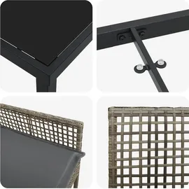 vidaXL Garten Essset mit Kissen Grau Poly-Rattan