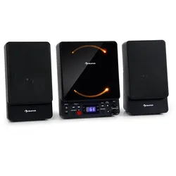 Microstar Vertikal-Stereoanlage CD-Player Bluetooth USB Fernbedienung Schwarz