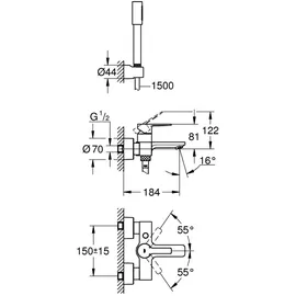 Grohe Lineare Einhandwannenmischer DN 15 inkl. Brausegarnitur (33850000)