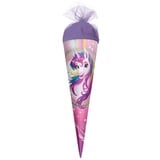 ROTH Geschenk-Schultüte Einhornportrait 35 cm klein - rund Tüllverschluss - Zuckertüte Einhorn