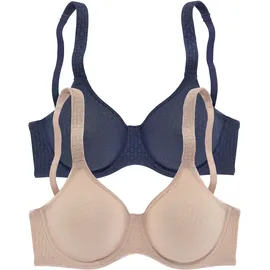 PETITE FLEUR T-Shirt-BH PETITE FLEUR, Damen, Gr. 100, Cup B, blau (marine, toffee), Spitze, Obermaterial: 86% Polyamid, 14% Elasthan, BHs T-Shirt-BH, mit Bügel und grafischer Spitze, Basic Dessous