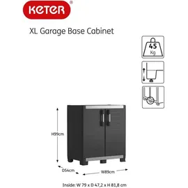 KETER Niedriger Lagerschrank Garage XL 99 x 54 x 89 cm Schwarz