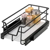 bremermann Teleskopschublade 30 cm mit Einlegeboden, Küchenschublade zum Nachrüsten, Vollauszug mit Teleskop-Schienen, ideal für Küche, Bad & Schlafzimmer, (Schwarz)