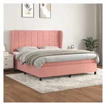 vidaXL Boxspringbett mit Matratze Rosa 180x200 cm Samt
